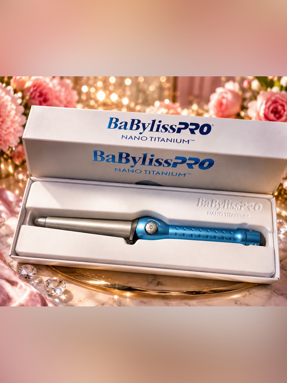 BaByliss Nano Titanium Curling Wand - Blue and Silver